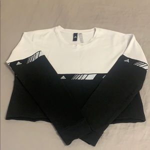 ADIDAS CROP SWEATSHIRT SMALL BLACK WHITE